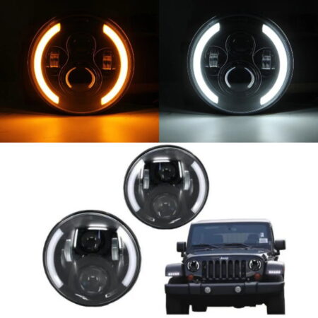 1 Pièce Phare Avant Led De Forme Ronde Pour Jeep Wrangler Jk Lj Tj Cj C Greenct