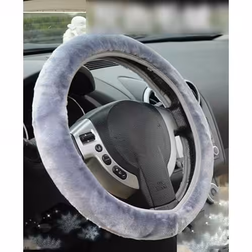 Couvre Volant Fourrure Gris