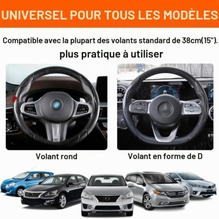 Housse de volant pour voiture antidérapante en fibre de carbone – miniature