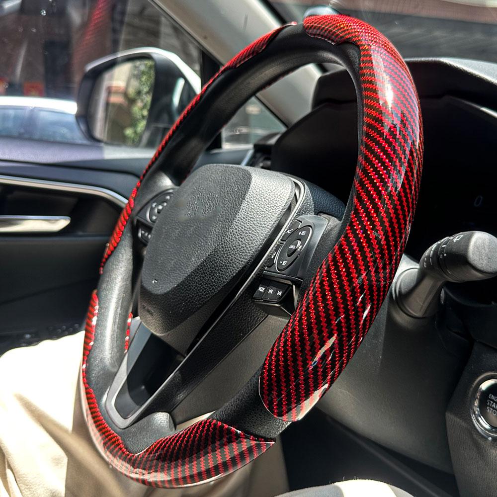 Housse de volant pour voiture antidérapante en fibre de carbone
